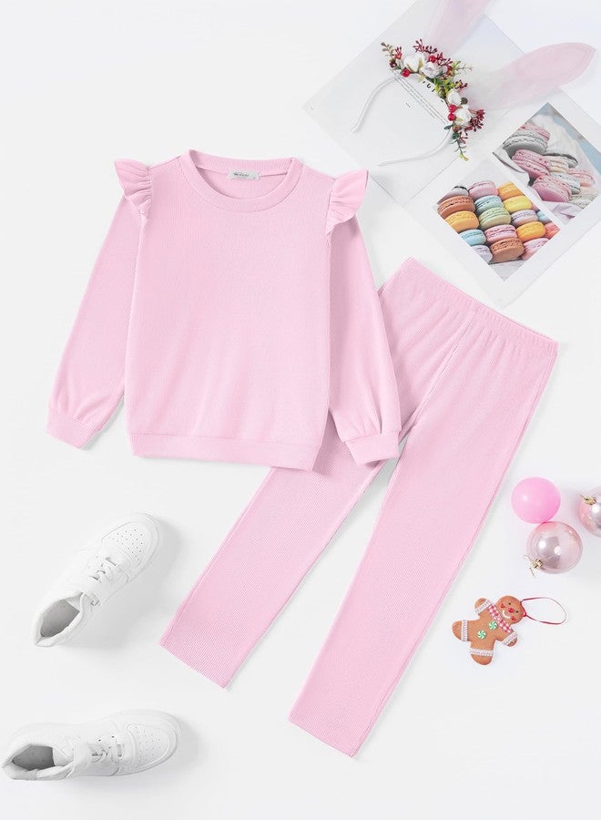 Arshiner Toddler Girls Fall Outfit 2 Piece Long Peplum Sleeve Top T-Shirt and Pants Sets 3T 4T Girls Clothes Casual Wear - Image 2