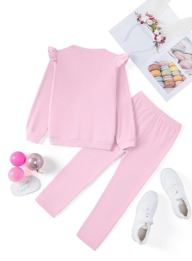 Arshiner Toddler Girls Fall Outfit 2 Piece Long Peplum Sleeve Top T-Shirt and Pants Sets 3T 4T Girls Clothes Casual Wear - Image 3