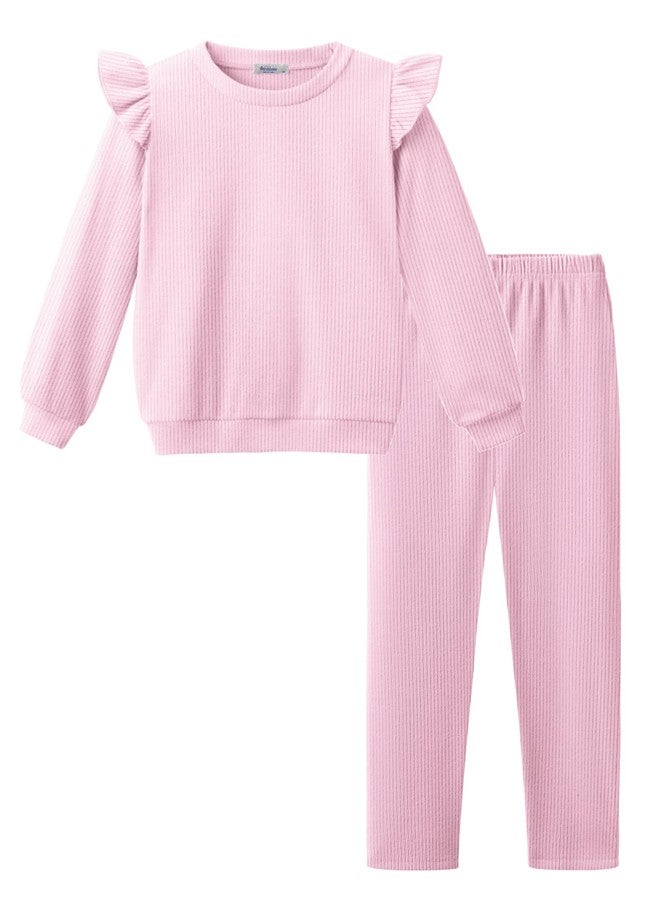 Arshiner Toddler Girls Fall Outfit 2 Piece Long Peplum Sleeve Top T-Shirt and Pants Sets 3T 4T Girls Clothes Casual Wear - Image 1