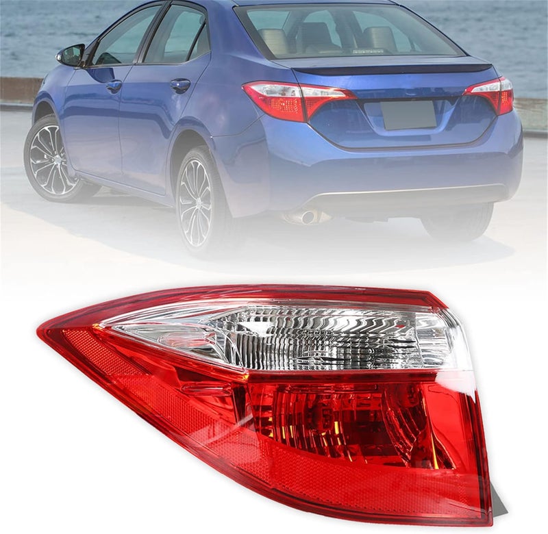 LABLT Red Clear Tail Light Signal Lamp Outer Driver Side Replacement for 2014-2016 Toyota Corolla - Image 1