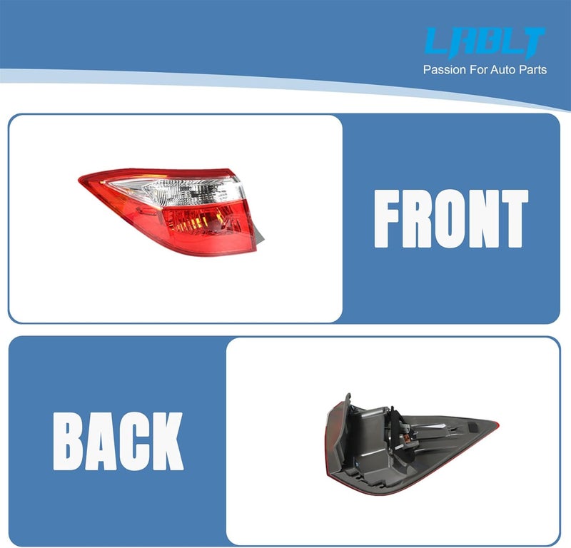 LABLT Red Clear Tail Light Signal Lamp Outer Driver Side Replacement for 2014-2016 Toyota Corolla - Image 5