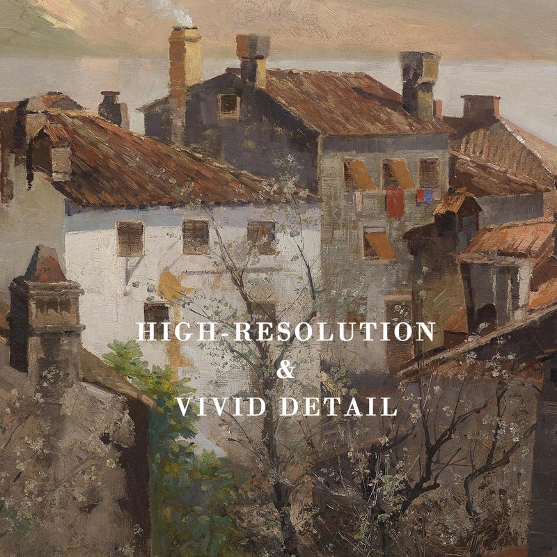Kizbok Vintage Wall Art - Retro Rustic European Cityscape Canvas Oil Painting For Vintage Room Decor  Cozy Bedroom & Bathroom Decor (8"" X 10"" - Unframed) - Image 2