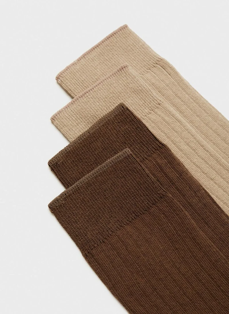 مانجو Pack of 2 ribbed cotton socks
