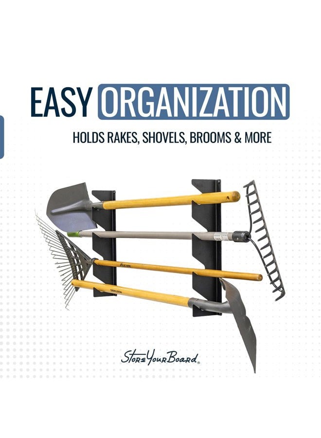 StoreYourBoard Horizontal Garden Tool Organizer, Garage Organization Rack for Shovels Rakes Brooms and Mops, Solid Steel Holds 100 lbs - Image 4