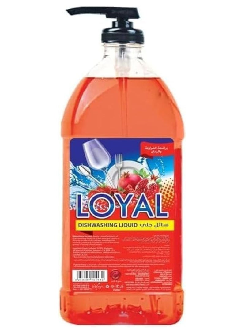 Loyal سائل غسيل الأطباق بالفراولة والرمان الأحمر - قطع فعال للدهون - تركيبة مركزة - 1 لتر