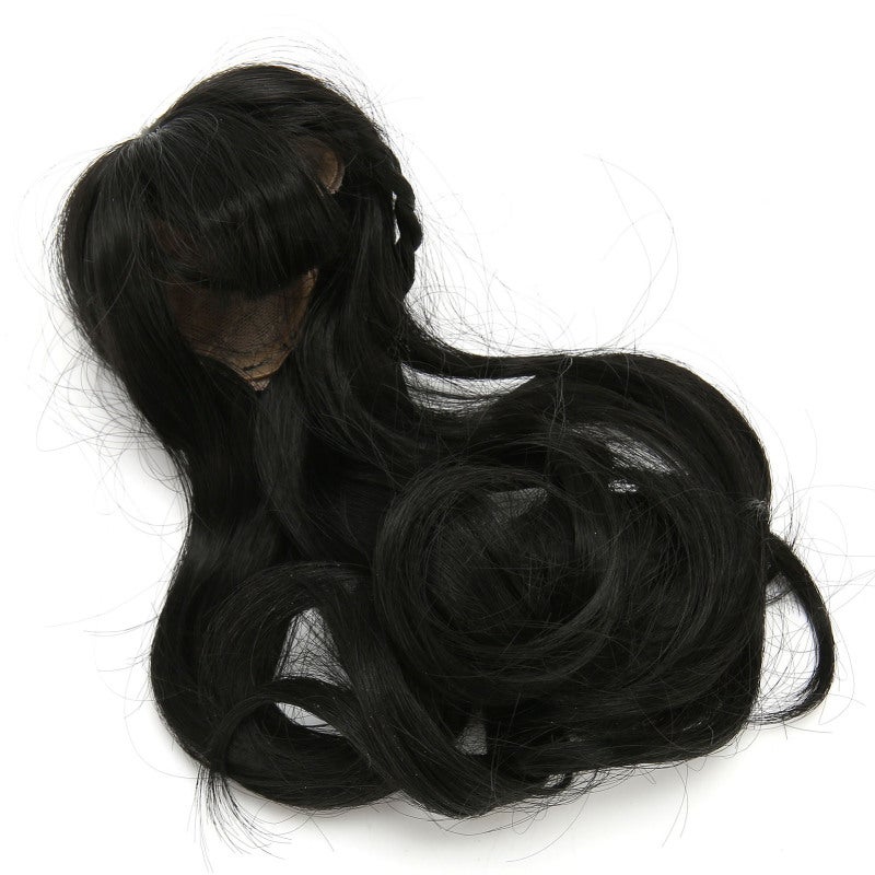 Doll Hair Wig 15.5-17Cm Black Big Wave Shape - Simulation Scalp High Temperature Synthetic Hair Wig for 1/6 Scale Dolls, Doll Enthusiasts - Image 3
