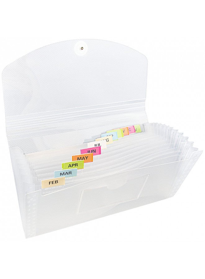JAM PAPER Accordion Folders - 13 Pocket Plastic Expanding File - Check Size - 5 x 10 1/2 - Clear - Sold Individually - Image 1