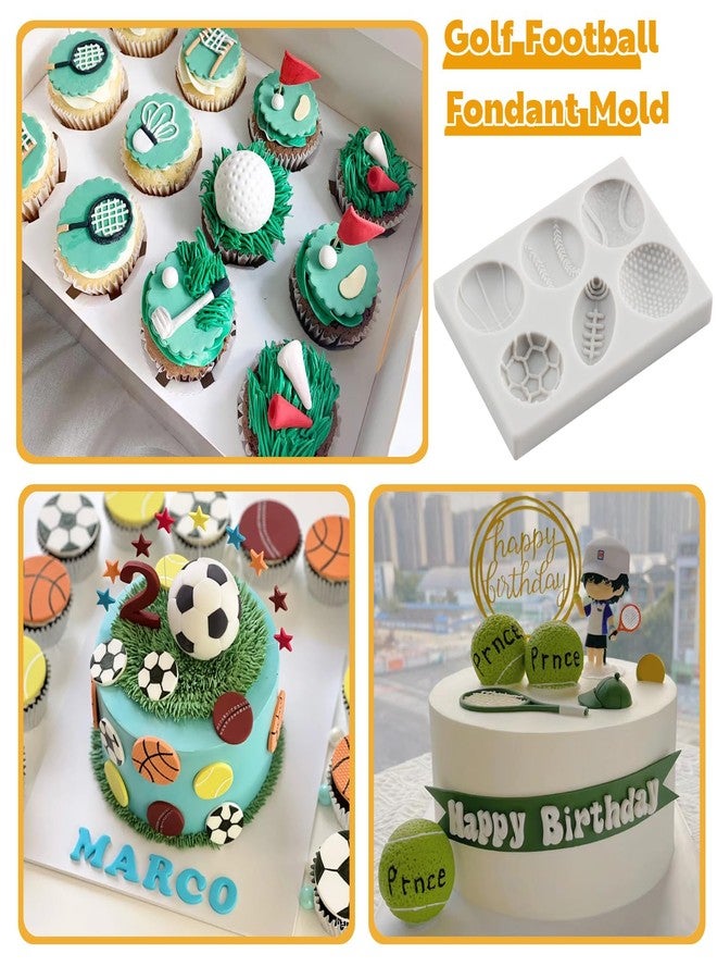 MYPRACS Ball Silicone Molds Football Baseball Basketball Rugby Tennis Fondant Mold Sneakers Sports Shoe Mold For Cake Decorating Cupcake Topper Candy Chocolate Gum Paste Polymer Clay Set Of 5 - Image 4