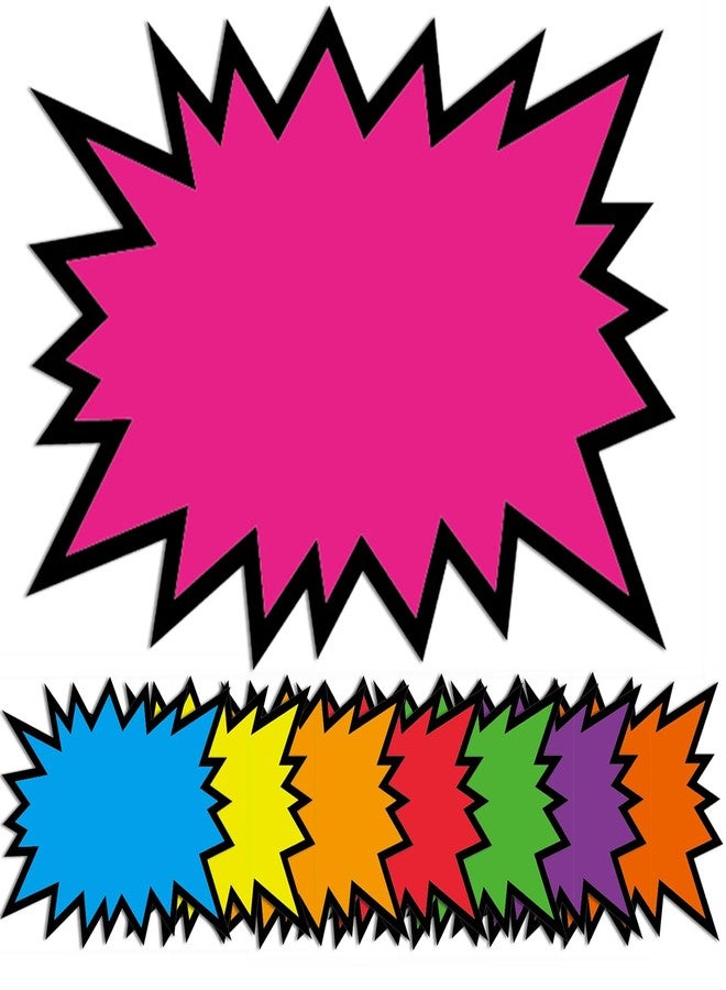 LinQuick 5.5x7Inch 80Pieces Fluorescent Neon Signs,Burst Star Cutouts Signs for Retail,Garage Sale Pricing Sign,Yard Sale Supplies Price Tags Signs,Poster Board Decorations (5.5x7in 80pcs) - Image 1