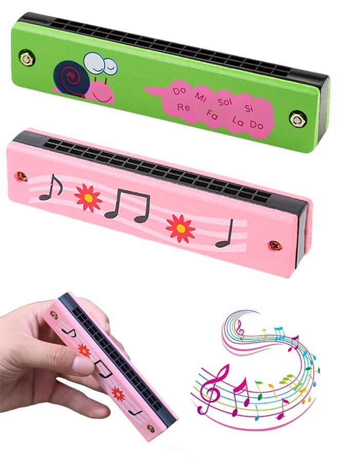 2Pcs Children's Harmonica, 16 hole double row lightweight cartoon harmonica, children's harmonica, adult beginner instrument toy - Image 1