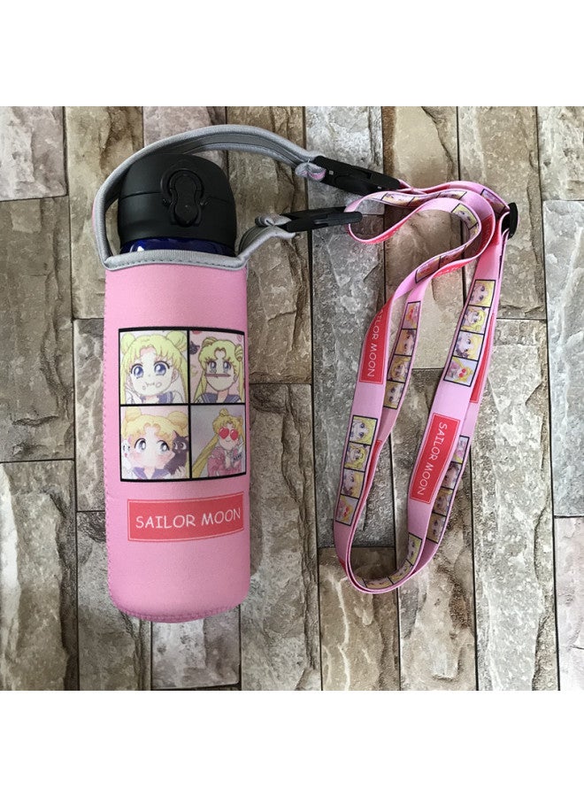 Wholesale Diving Material Cup Cover Crossbody Insulation Glass Protective Cover Cartoon Cute Drop-resistant Water Cup Handbag In Stock-Color:Four Grids-pretty Girl-Capacity:Large Size 550ml (height Cm)  - Image 1