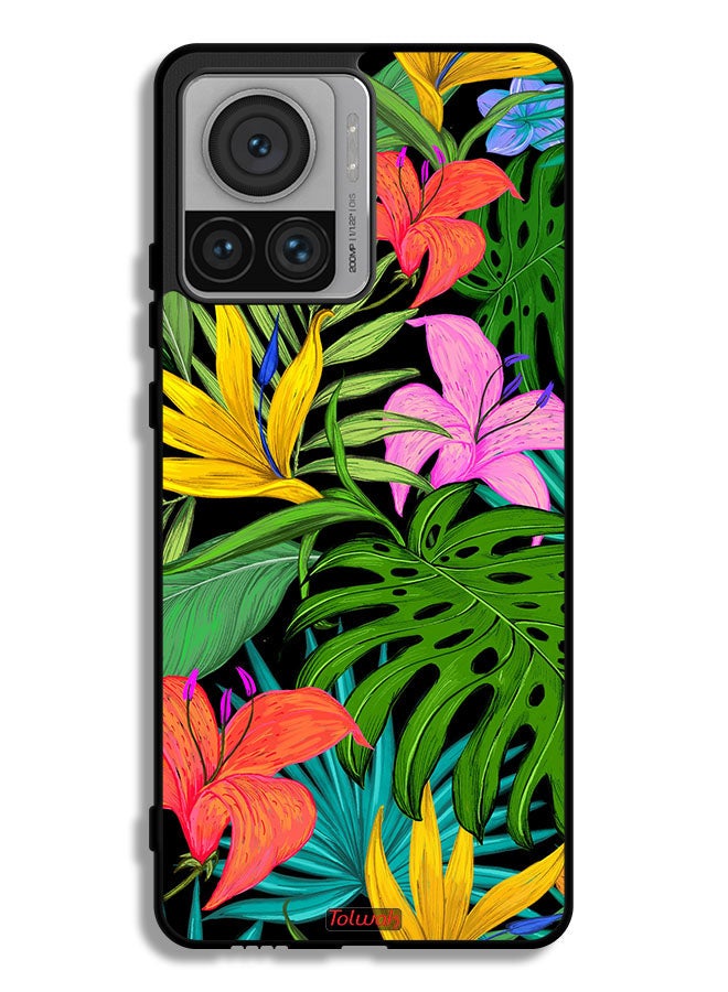 Tolwak Motorola Edge 30 Ultra Protective Case Cover Pattern Tropical Flowers Leaves - Image 1