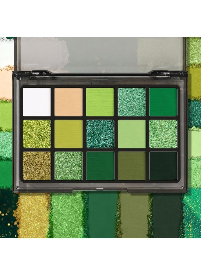 Ucanbe Green Eyeshadow Makeup Palette, 15 Colors Bright Dark Green Shimmer Matte Metallic Glitter Eye Shadow, Forest Emerald Lime Pallet Kit for Cosplay Parties Christmas Halloween SFX - Image 5