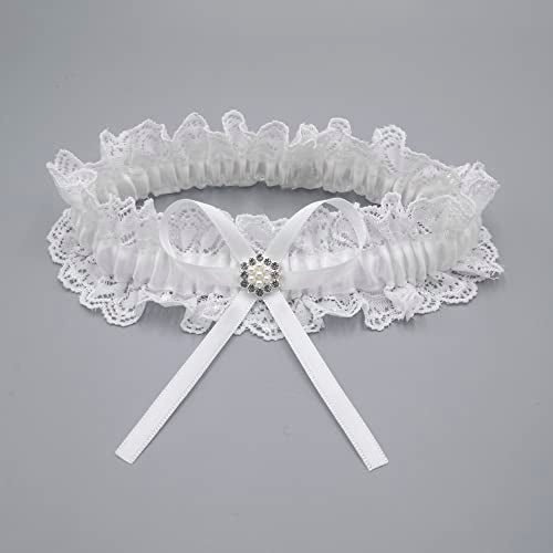 MERRYJULY Bridal Garters For Bride White Lace Women Wedding Bridal Garter Belt Set Leg Prom Garters (White, Plus Size) - Image 5