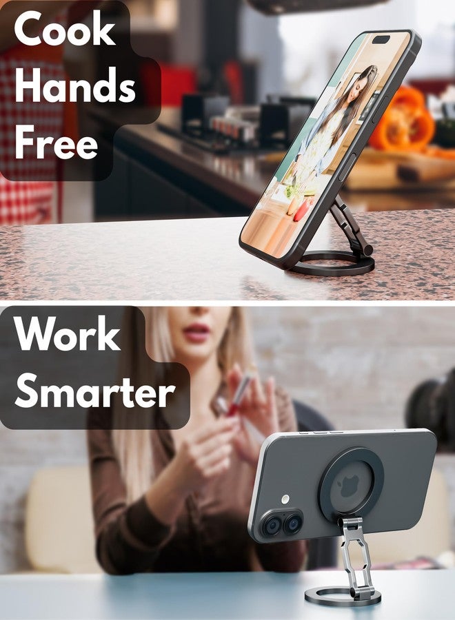 BLAUBECK Thick Desk Stand & Dual Magnetic Phone Holder for MagSafe and Android. Magnetic Stand Scroller for iPhone. Dual Magnet Mount for Gym, Office, and Home Use - Not for Pocket - Image 3