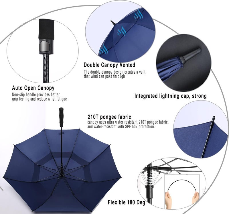 SIEPASA Golf Umbrella Large 62/68/72 Inch Automatic Open Golf Umbrella Extra Large Oversize Double Canopy Vented Umbrella Windproof Waterproof for Men and Women. - Image 4