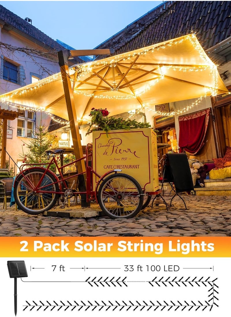 Generic - Solar String Lights, 12M100LED Waterproof Solar Led String Lights for Outdoor, Patio, Canopy, Landscape, Fairy Garden, Wedding, Holiday Party, 2 pack - Image 1