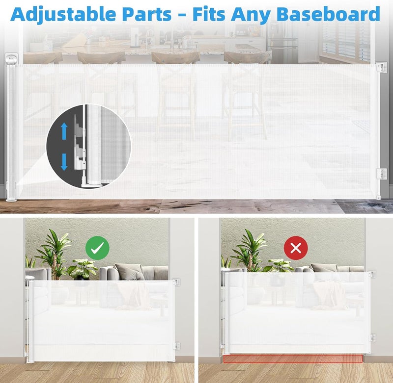 TANOSHII PunchFree Retractable Baby Gates 78 inches Extra Wide for Large Opening Child Pet Safety IndoorOutdoor Retractable Mesh Gate 34 Tall for Doorways Stairs Hallways White - Image 4