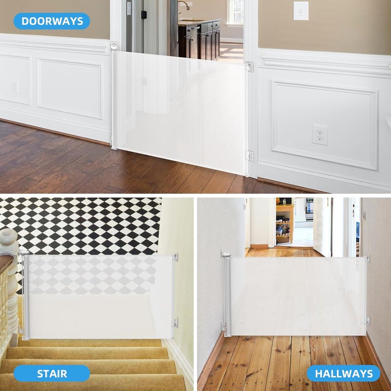 TANOSHII PunchFree Retractable Baby Gates 78 inches Extra Wide for Large Opening Child Pet Safety IndoorOutdoor Retractable Mesh Gate 34 Tall for Doorways Stairs Hallways White - Image 5