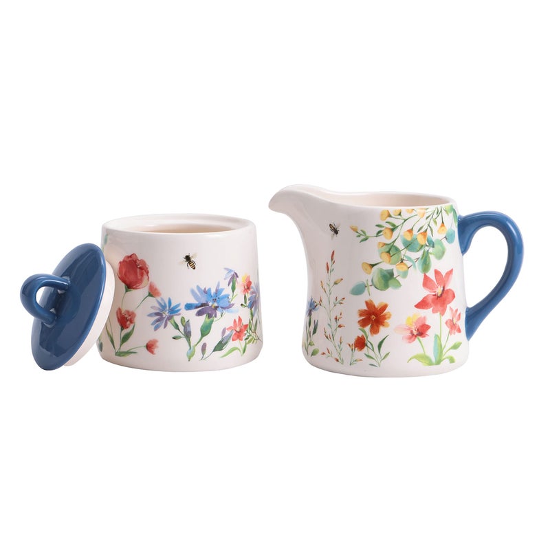 Bico Summer Provence Ceramic Sugar and Creamer Set, Sugar Bowl with Lid, Cute Container for Coffee Bar, Kitchen Countertop Accessories, Microwave and Dishwasher Safe - Image 3