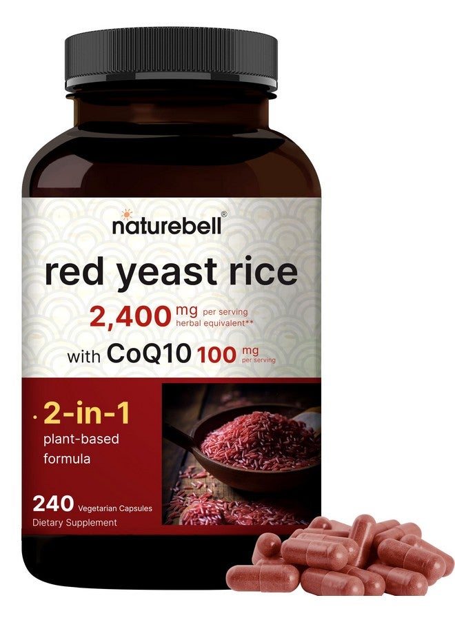 نايتشر بيل أرز الخميرة الحمراء ٢٤٠٠ ملغ مع إنزيم كيو ١٠، ٢٤٠ كبسولة نباتية (١٢٠٠ ملغ لكل كبسولة) | مكمل غذائي عشبي لصحة القلب المتقدمة - دعم مضاد للأكسدة للطاقة وصحة القلب - غير معدل وراثيًا - Image 1