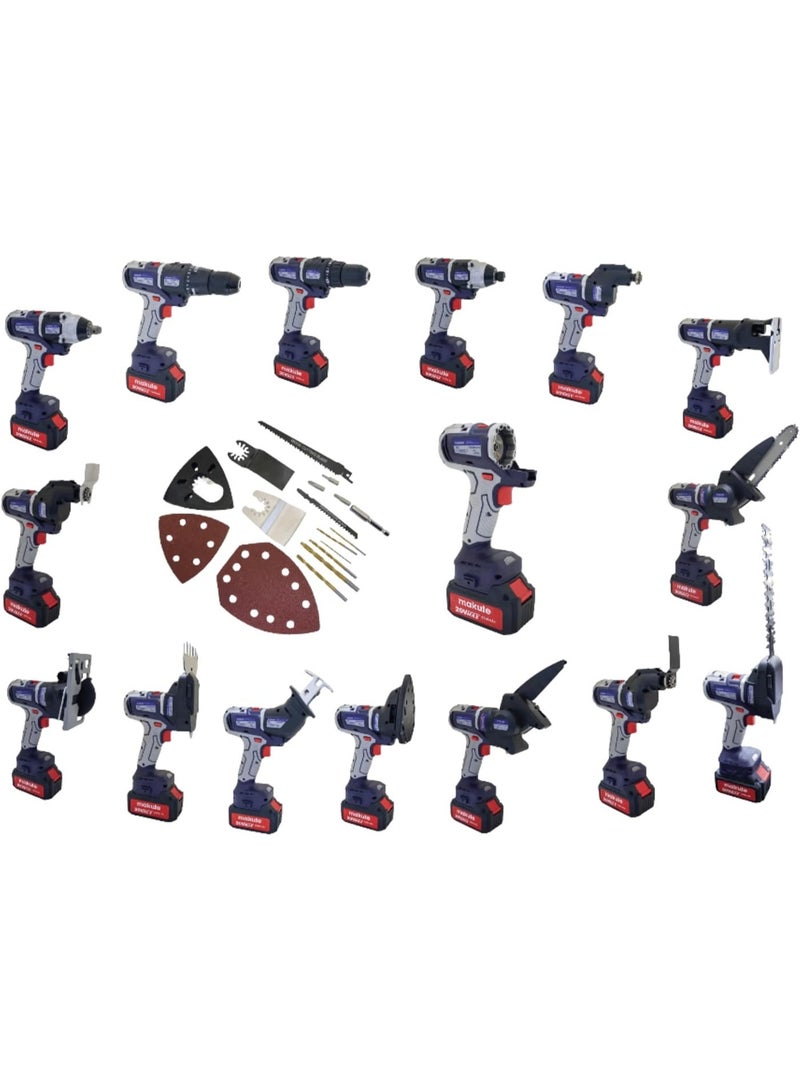 makute 20V 12-in-1 Cordless Power Tool Set with 2×4.0Ah Lithium Batteries & Charger, Drill, Saw, Sander, Shears, Trimmer & Shovel, Carry Bag, P12-DC01-2B - Image 1
