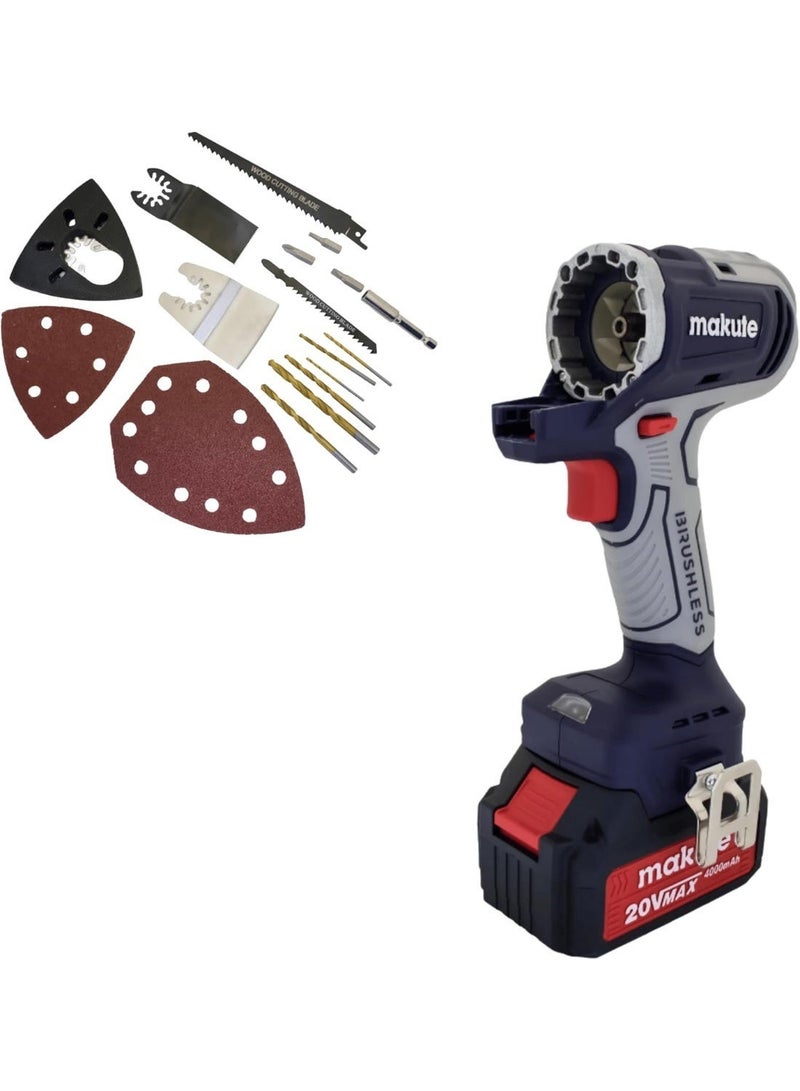 makute 20V 12-in-1 Cordless Power Tool Set with 2×4.0Ah Lithium Batteries & Charger, Drill, Saw, Sander, Shears, Trimmer & Shovel, Carry Bag, P12-DC01-2B - Image 2