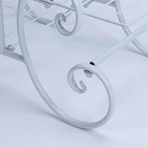 Bee Creative 4 Tier Wrought Iron Plant Stand Flower Stand Shelf Stainless Steel Flower Pot Flower Display Stand For Balcony Terrace Indoor Outdoor Classical European Style Sturdy and Durable (White) - Image 3
