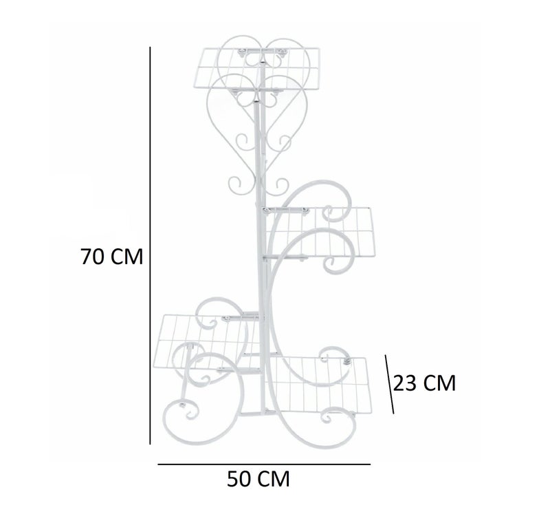 Bee Creative 4 Tier Wrought Iron Plant Stand Flower Stand Shelf Stainless Steel Flower Pot Flower Display Stand For Balcony Terrace Indoor Outdoor Classical European Style Sturdy and Durable (White) - Image 2