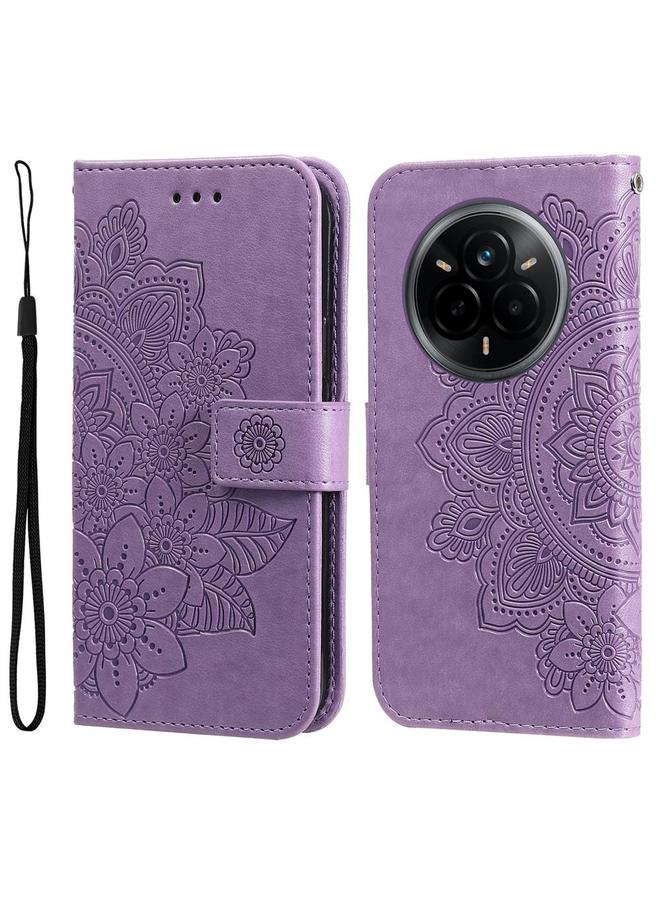 اس-توب جراب هاتف Realme 14 Pro Global من الجلد المنقوش بزهرة ذات سبع بتلات - Image 1