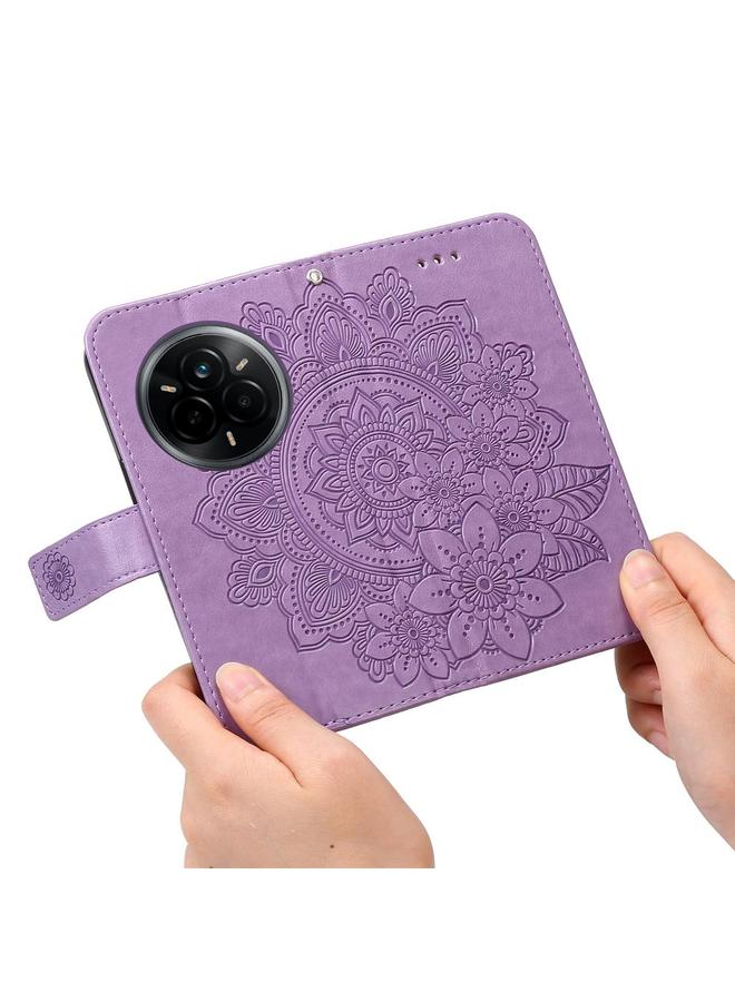 اس-توب جراب هاتف Realme 14 Pro Global من الجلد المنقوش بزهرة ذات سبع بتلات - Image 5