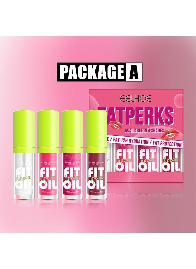 EELHOE Available In 4 Shades - Fat Oil Lip Glossy Care Kit, Moisturizing Hydrating Lip Set, Lip Oil, Plumping Lipstick Liquid, Non-Sticky Lip Makeup Gift for Women & Girls（#A）  - Image 3