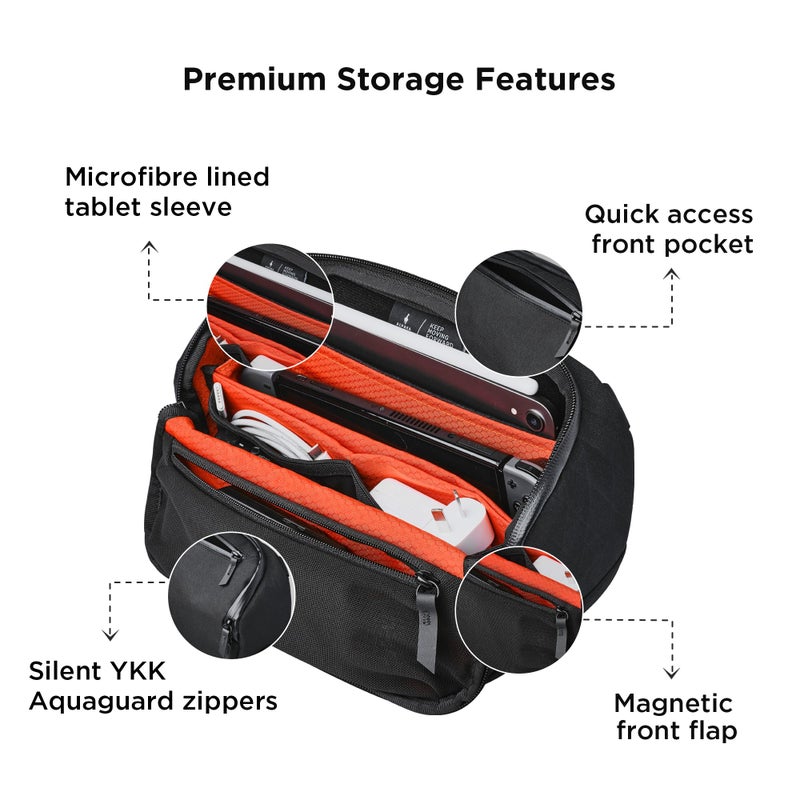 ALPAKA Vertex Pouch - All-in-One Sling Bag, EDC Pouch, and Desk Caddy - Fits an iPad Mini, Headphones, and More - Weatherproof Black X-Pac RX36 Fabric - Image 4