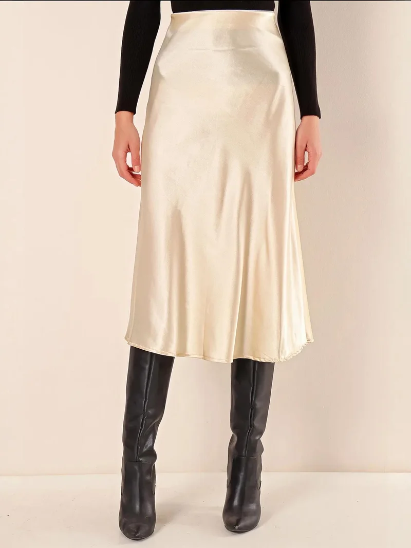 BIG DART BDART Elastic A-Form Fit Midi Skirt