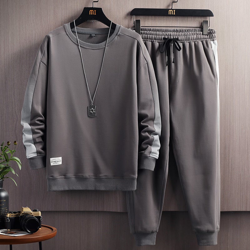 Sports Suit Mens 2024 Spring and Autumn New Youth Fashion Gradual Change Letter Round Neck Sweatshirt Casual Suit Mens 0755 white - Image 3