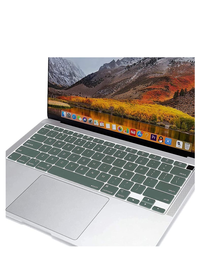 Generic Silicone Keyboard Cover For MacBook Air 13.6 inch M2/M3/M4 Chip A2681/A3113/A3240& 15 Macbook Air M4/M3/M2 A3241/A3114/A2941 &MacBook Pro 14/16 M4 M3 M2 M1 A3112/A3185/A3401/A2918/A2992/A2779/A2442/A3403/A3186/A2991/A2780/A2485, Dark Green  - Image 1