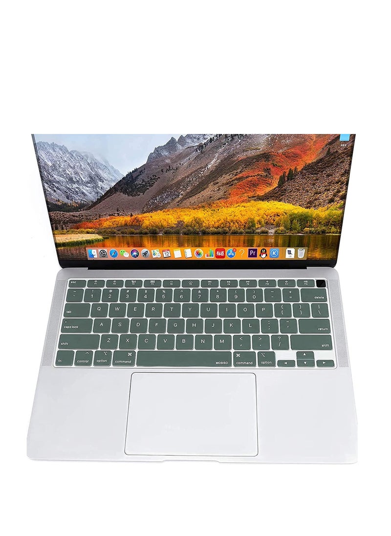 Generic Silicone Keyboard Cover For MacBook Air 13.6 inch M2/M3/M4 Chip A2681/A3113/A3240& 15 Macbook Air M4/M3/M2 A3241/A3114/A2941 &MacBook Pro 14/16 M4 M3 M2 M1 A3112/A3185/A3401/A2918/A2992/A2779/A2442/A3403/A3186/A2991/A2780/A2485, Dark Green  - Image 2