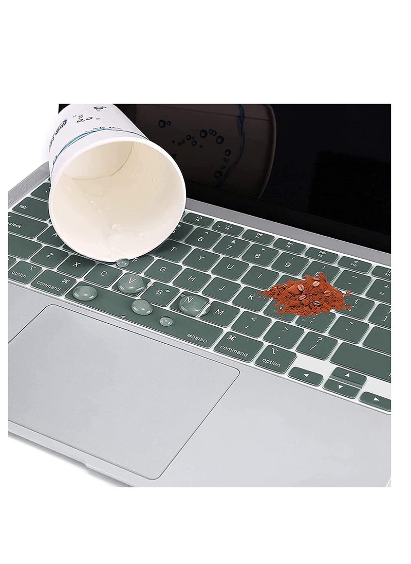 Generic Silicone Keyboard Cover For MacBook Air 13.6 inch M2/M3/M4 Chip A2681/A3113/A3240& 15 Macbook Air M4/M3/M2 A3241/A3114/A2941 &MacBook Pro 14/16 M4 M3 M2 M1 A3112/A3185/A3401/A2918/A2992/A2779/A2442/A3403/A3186/A2991/A2780/A2485, Dark Green  - Image 3