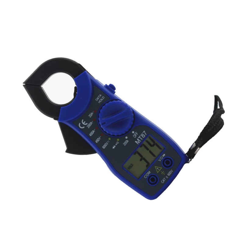 Blue Digital Multimeter Clamp AC DC Voltage Tester with Data Hold LCD Display for Home School Factory Use - Image 1