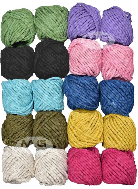 MG ENTERPRISE Cotton Dori Macrame Bubbles Coloured Exclusive Twine Ball Threads String Rope 3 Ply 360 m 30 m Each for Creative Decoration by MG Enterprise