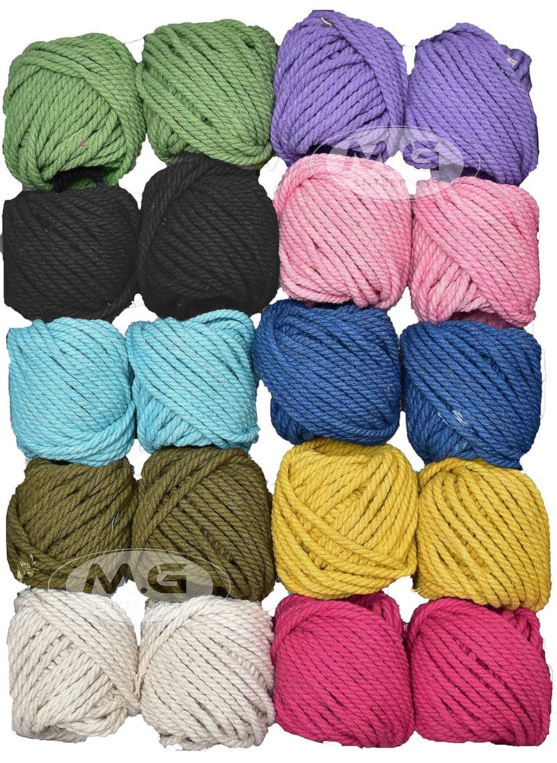 MG ENTERPRISE Cotton Dori Macrame Bubbles Coloured Exclusive Twine Ball Threads String Rope 3 Ply 360 m 30 m Each for Creative Decoration by MG Enterprise