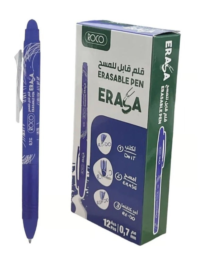 ROCO 12 Pieces Erasable Pen 0.7mm Blue - Image 1