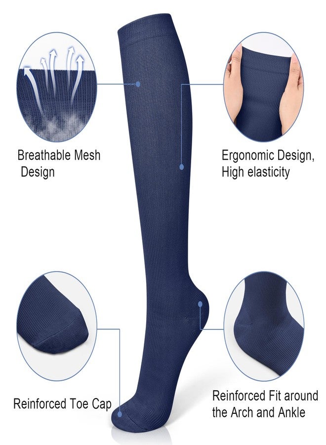 جوارب ضغط فانجوا 4 أزواج للنساء والرجال - جوارب داعمة للركبة مثالية للجري والرياضة وركوب الدراجات والسفر (مقاس أمريكي، ألفا، متوسط، عادي، عادي، 4 أزواج B) - Image 2