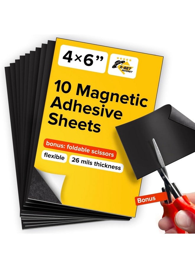 X-bet MAGNET Magnetic Sheets with Adhesive Backing - 10 PCs Each 10 cm x 15 cm (4" x 6") - Flexible Magnetic Paper for Craft and DIY - Peel and Stick Magnet Sheets for Picture and Photo Magnets  - Image 1
