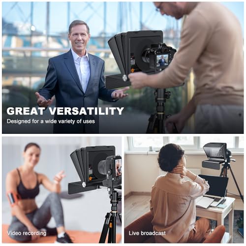 LENSGO Teleprompter for Camera DSLR/SLR,7.9’’Mini Prompter APP Compatible with iOS/Android for YouTube/Online Teaching/Interview/Live Streaming,Support 24-35MM Wide-Angle Lens Shooting - Image 2