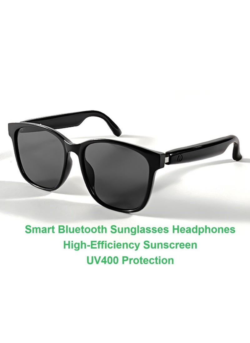 General Classic Smart Sunglasses Bluetooth Headphones Sunglasses Bilateral Stereo Sound Hands-Free Calling Music Audio Mic Sunglasses High-Efficiency Sunscreen, UV400 Protection Grey Lens  - Image 1