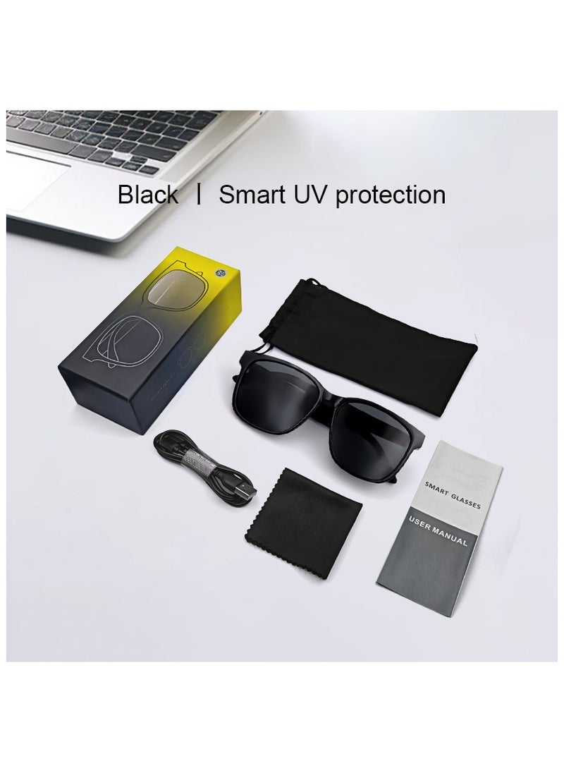 General Classic Smart Sunglasses Bluetooth Headphones Sunglasses Bilateral Stereo Sound Hands-Free Calling Music Audio Mic Sunglasses High-Efficiency Sunscreen, UV400 Protection Grey Lens  - Image 5