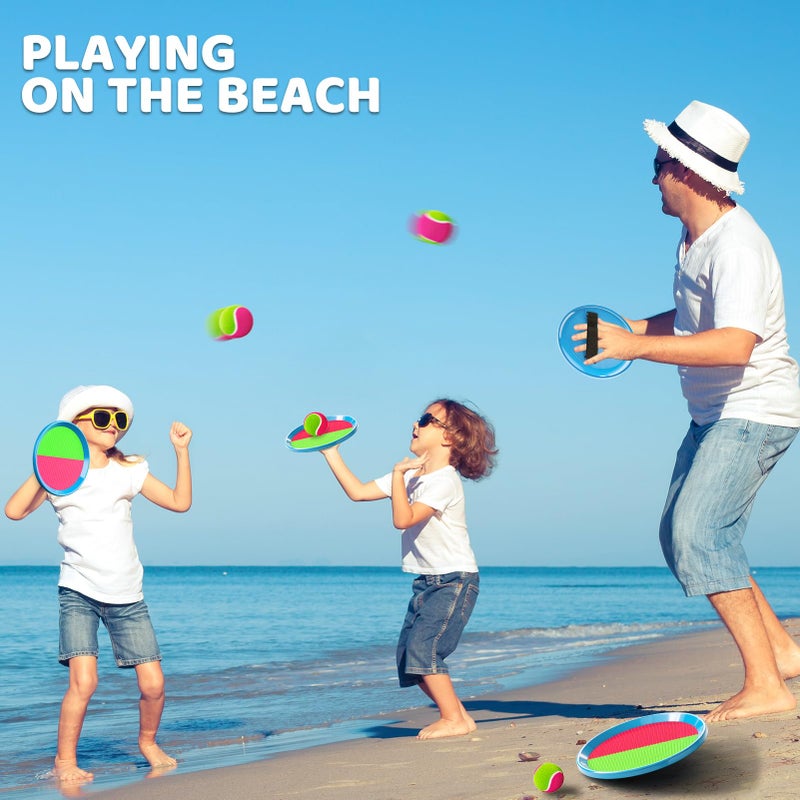 لعبة WATUDOU Toss and Catch Balls للأطفال 3 4 5 6 7 8 سنوات ألعاب في الهواء الطلق ألعاب الحديقة للأولاد والبنات المراهقين ألعاب الشاطئ ألعاب حمام السباحة والأنشطة الخارجية للعائلة (6 مجاذيف و6 كرات) - Image 3