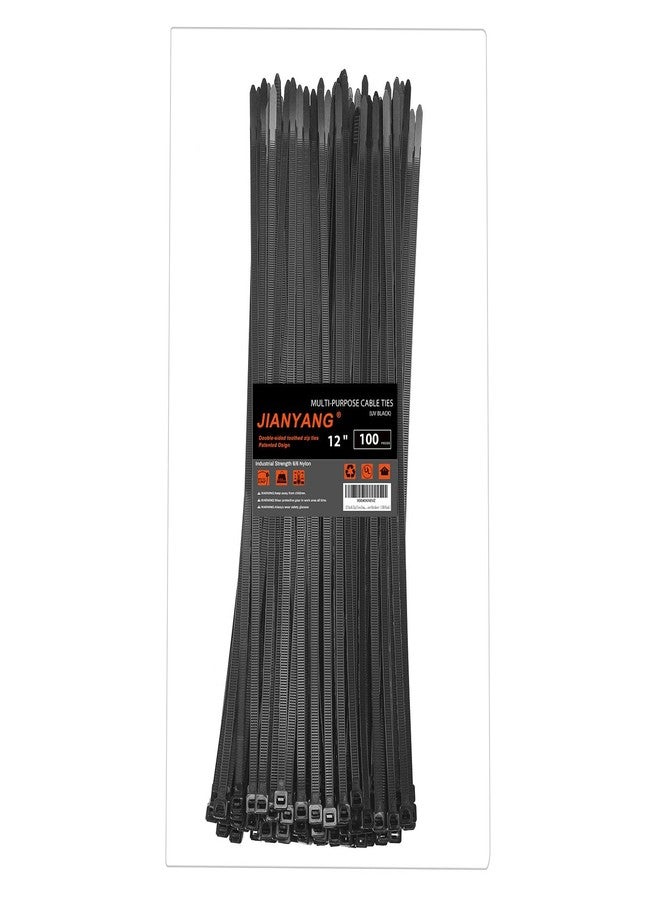 JIANYANG 12 Inch Zip Ties Double Sided Toothed,70 LBS Tensile Strength Heavy Duty Cable Wire Ties With Self-Locking Adjustable More Durable Nylon Tie Wraps for Indoor Outdoor（100 Pack） - Image 1