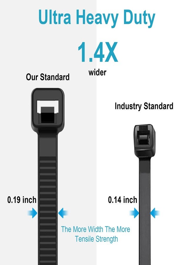 JIANYANG 12 Inch Zip Ties Double Sided Toothed,70 LBS Tensile Strength Heavy Duty Cable Wire Ties With Self-Locking Adjustable More Durable Nylon Tie Wraps for Indoor Outdoor（100 Pack） - Image 3